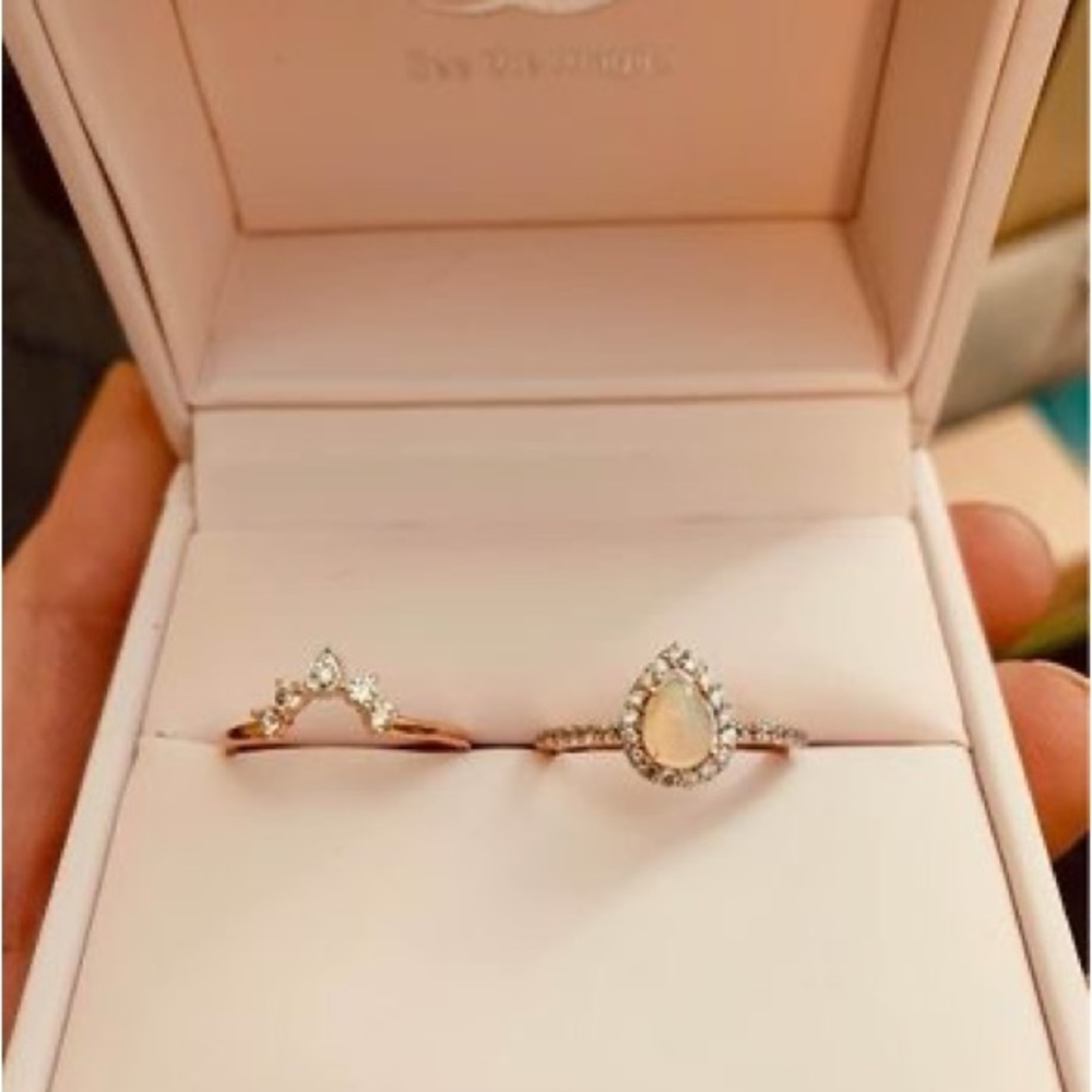 Diamond moonstone rings